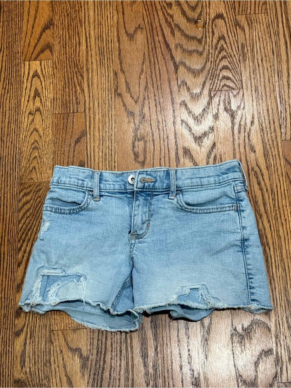 Light Blue Distressed Denim Shorts -  Abercrombie kids